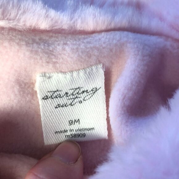 NWT Baby Pink Fleece and Faux Fur Coat with Buttons and Velcro by Starting Out - Picture 6 of 8